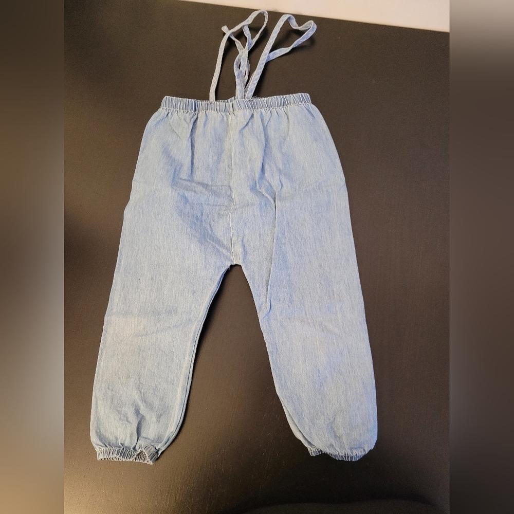 Light Blue Casual Overalls with Elastic Cuffs